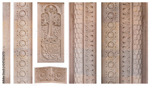 Canvastavla set of sandstone ornaments