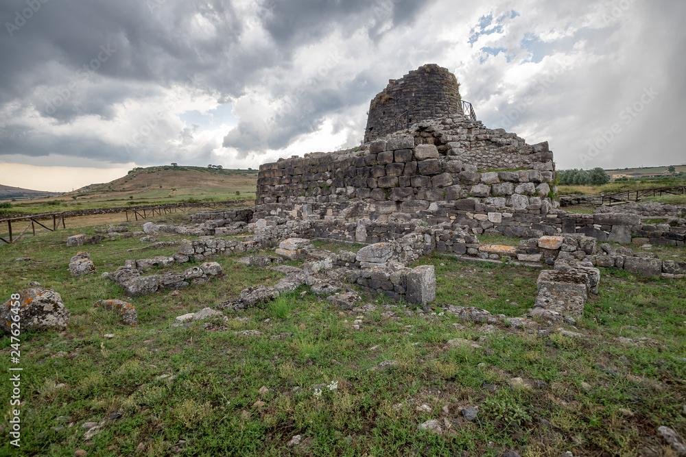 Megalithic edifice nuraghe Santu Antine in Sardinia