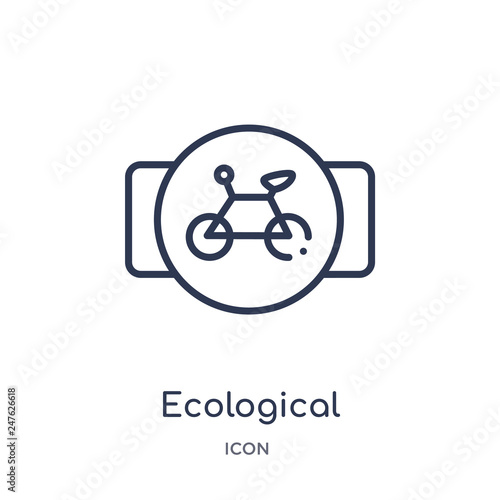 ecological bicycle transport icon from transport outline collection. Thin line ecological bicycle transport icon isolated on white background.