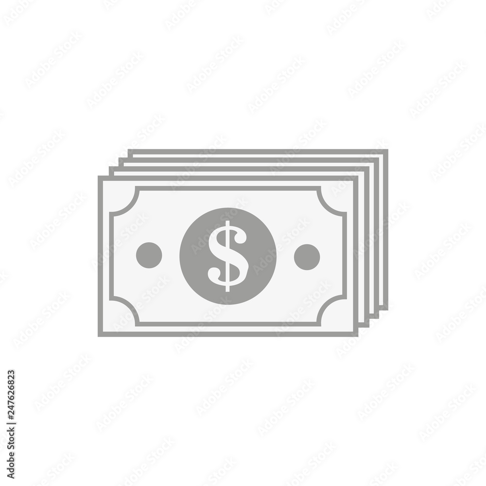 Money banknotes stack with dollar cash icon, money payment, dollar sign Money banknotes stack with dollar cash icon, money payment, dollar sign