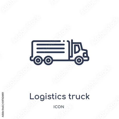 logistics truck icon from transport outline collection. Thin line logistics truck icon isolated on white background.