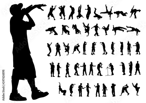 Hip-hop artists of dance on white background photo