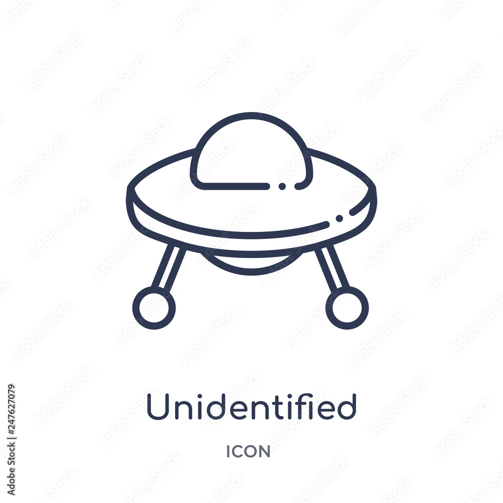 unidentified flying icon from transport outline collection. Thin line unidentified flying icon isolated on white background. unidentified flying icon from transport outline collection. Thin line unidentified flying icon isolated on white background.