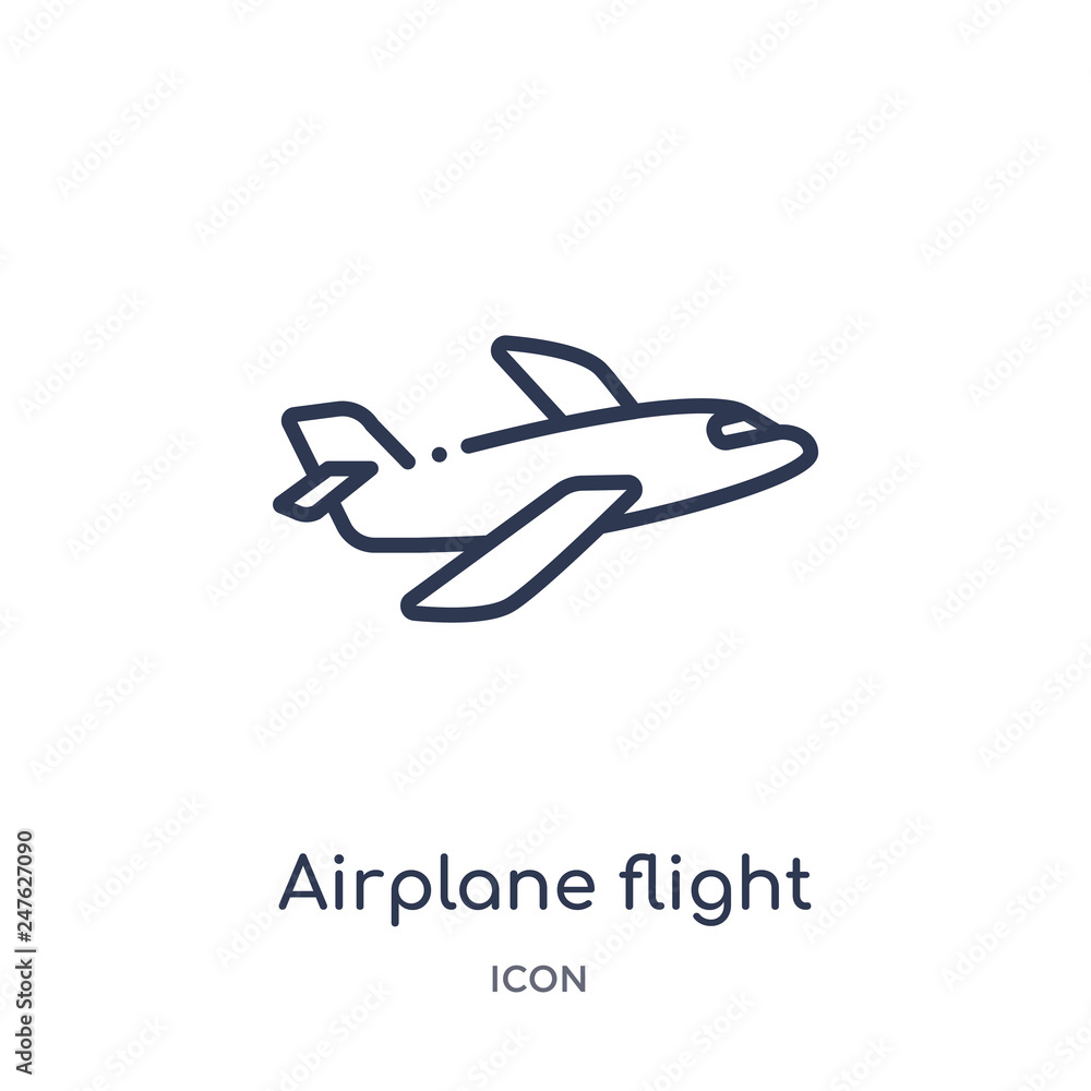 airplane flight icon from transport outline collection. Thin line airplane flight icon isolated on white background.