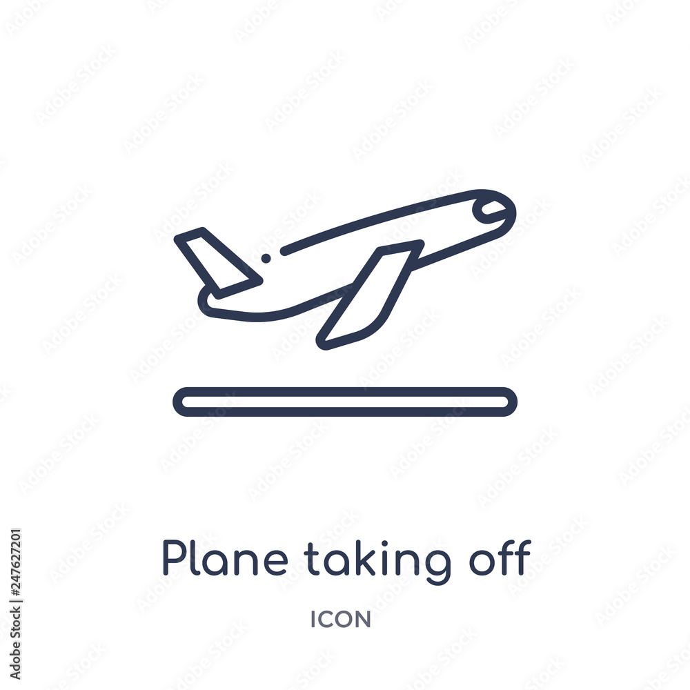 plane taking off icon from transport outline collection. Thin line plane taking off icon isolated on white background. plane taking off icon from transport outline collection. Thin line plane taking off icon isolated on white background.