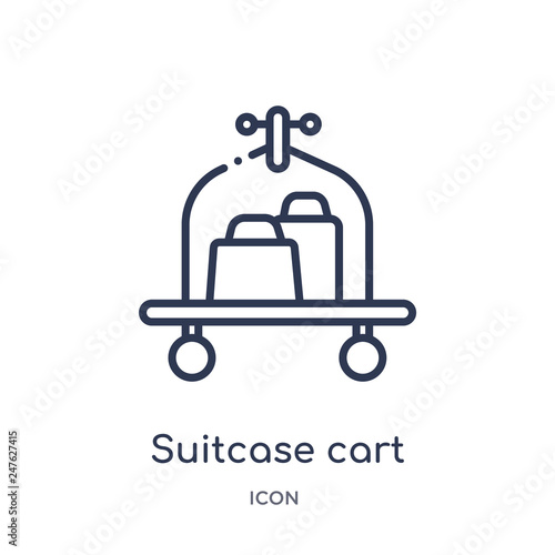 suitcase cart icon from transport outline collection. Thin line suitcase cart icon isolated on white background.