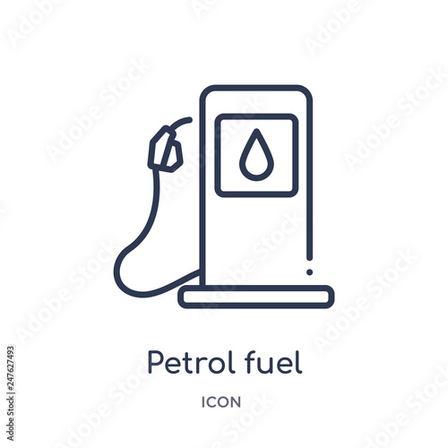 petrol fuel icon from transport outline collection. Thin line petrol fuel icon isolated on white background.