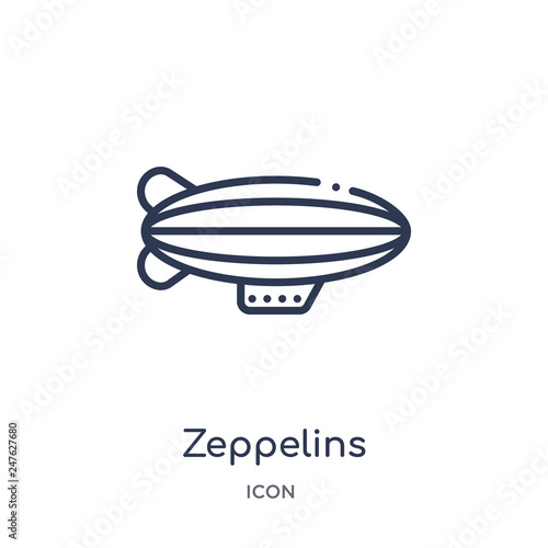 zeppelins icon from transport outline collection. Thin line zeppelins icon isolated on white background.