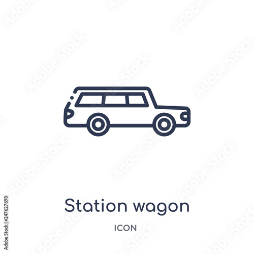 station wagon icon from transport outline collection. Thin line station wagon icon isolated on white background.