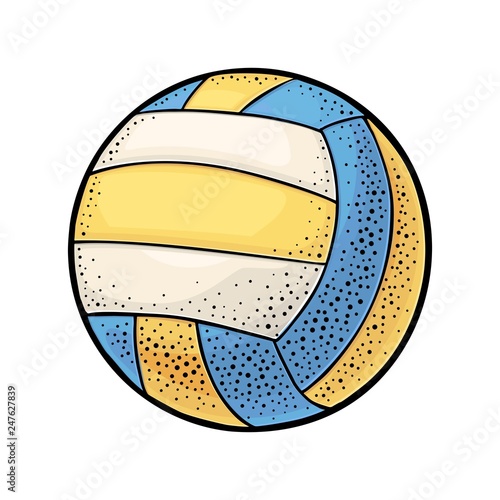 Water polo ball. Vintage vector engraving illustration. Isolated on white