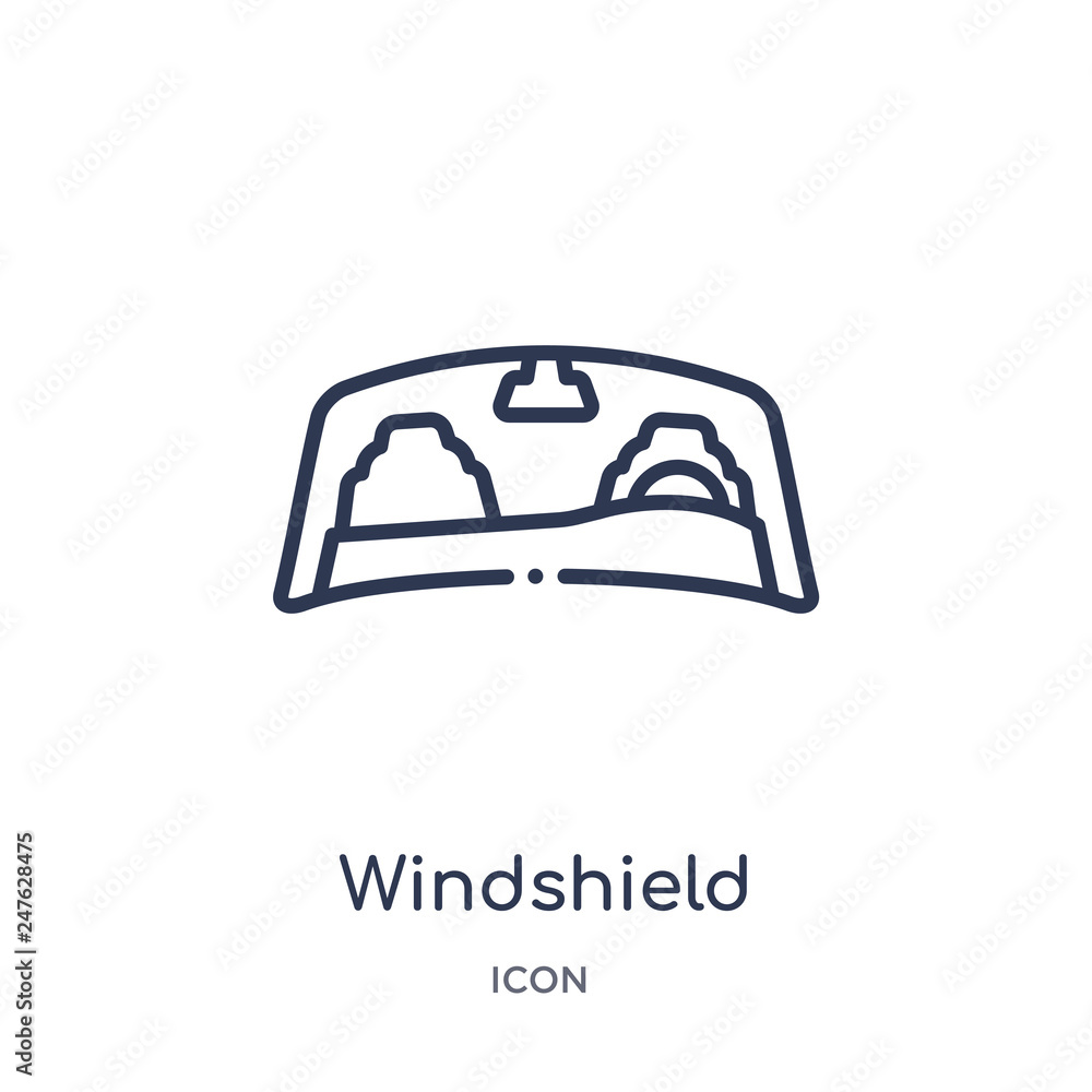 windshield icon from transportation outline collection. Thin line windshield icon isolated on white background. windshield icon from transportation outline collection. Thin line windshield icon isolated on white background.