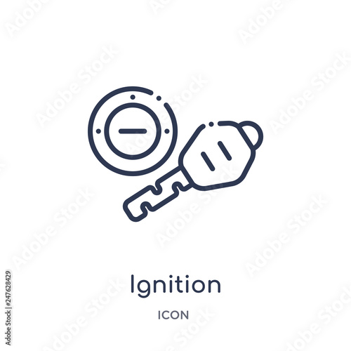 ignition icon from transportation outline collection. Thin line ignition icon isolated on white background.