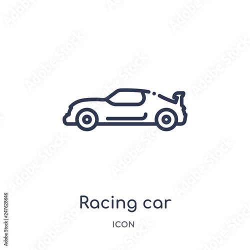 racing car icon from transportation outline collection. Thin line racing car icon isolated on white background.