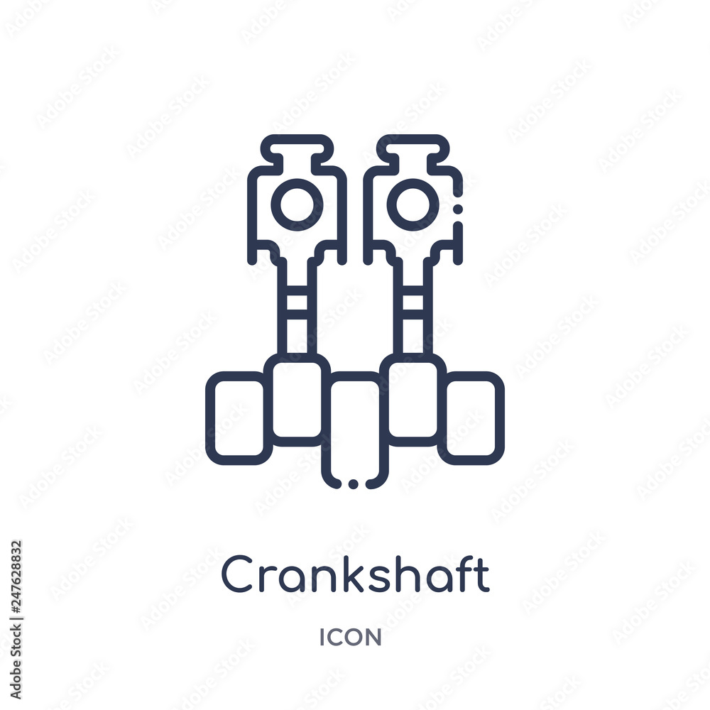 crankshaft icon from transportation outline collection. Thin line crankshaft icon isolated on white background.