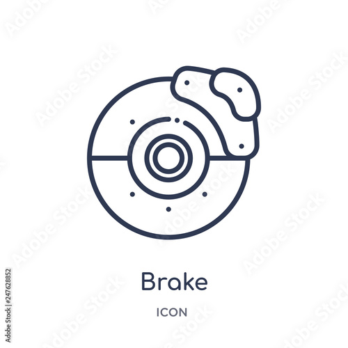 brake icon from transportation outline collection. Thin line brake icon isolated on white background.