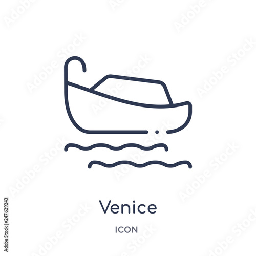 venice icon from travel outline collection. Thin line venice icon isolated on white background.