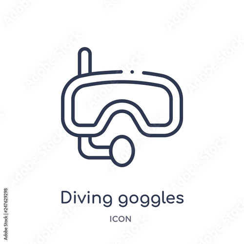 diving goggles icon from travel outline collection. Thin line diving goggles icon isolated on white background.