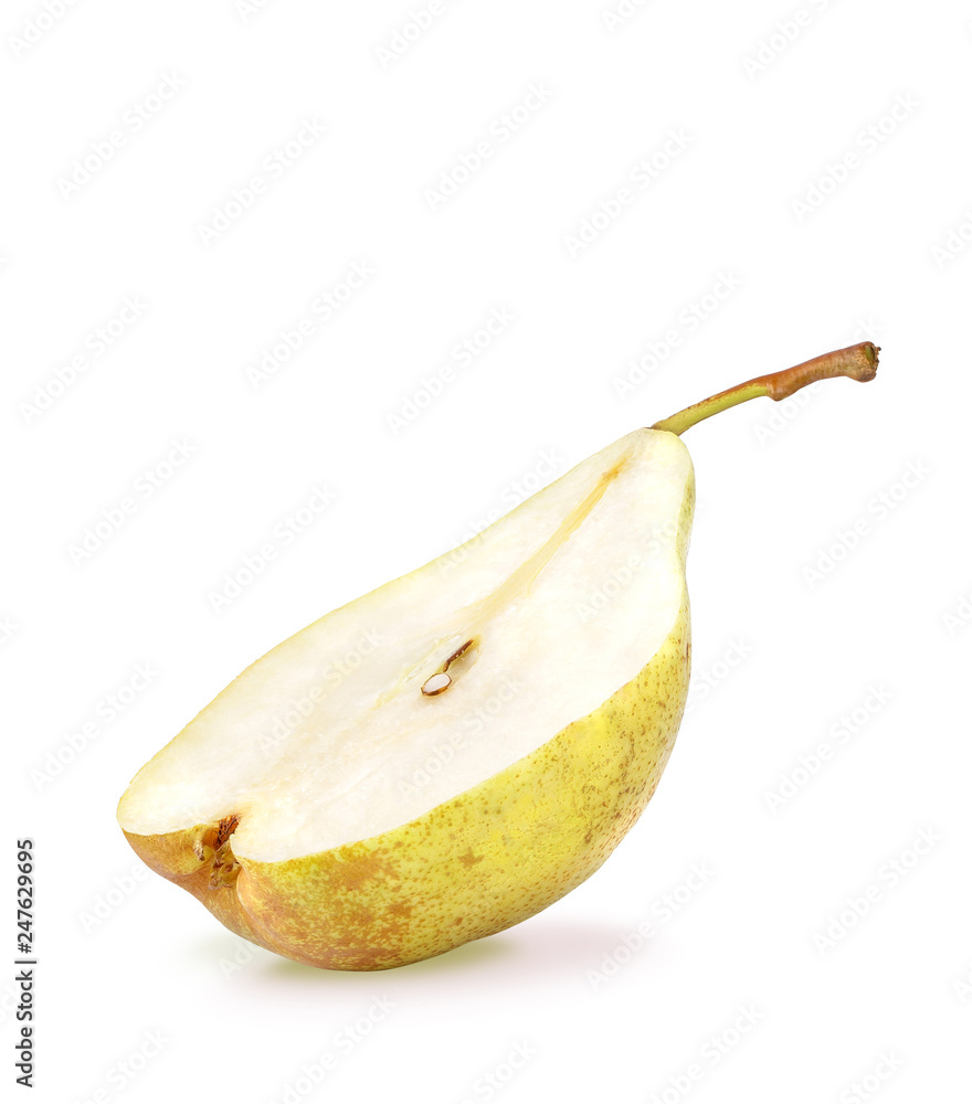 A half of yellow pear fruits isolated on white A half of yellow pear fruits isolated on white