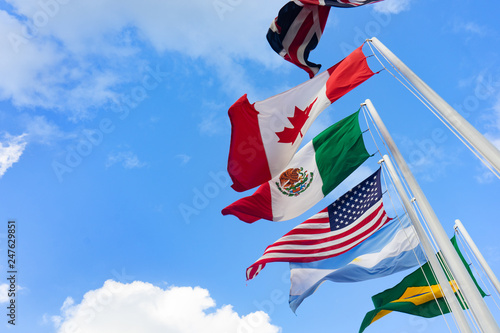 flag's stick with different flags