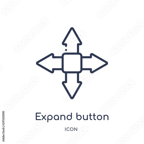 expand button icon from user interface outline collection. Thin line expand button icon isolated on white background.