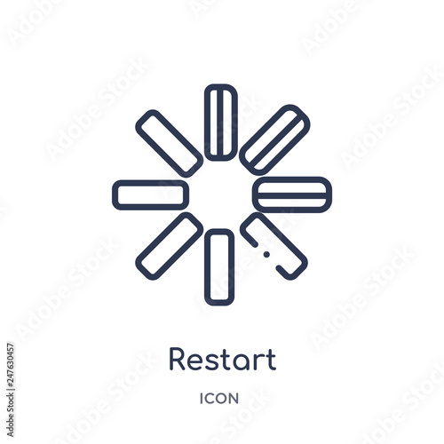 restart icon from user interface outline collection. Thin line restart icon isolated on white background.