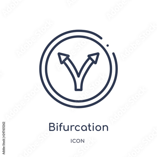 bifurcation icon from user interface outline collection. Thin line bifurcation icon isolated on white background.