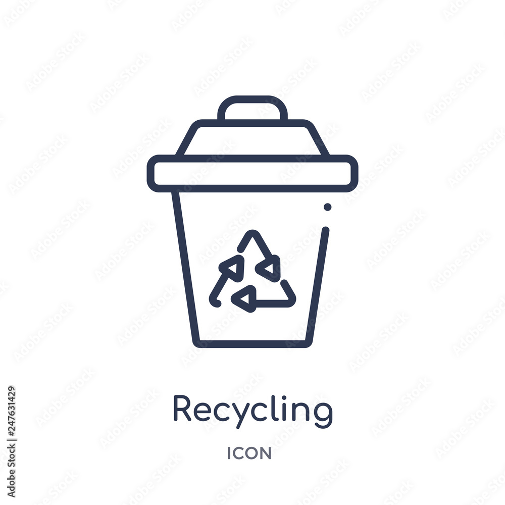 recycling container icon from user interface outline collection. Thin line recycling container icon isolated on white background. recycling container icon from user interface outline collection. Thin line recycling container icon isolated on white background.