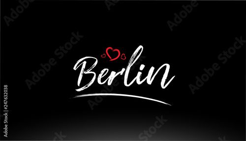 berlin city hand written text with red heart logo