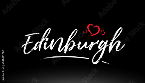 edinburgh city hand written text with red heart logo