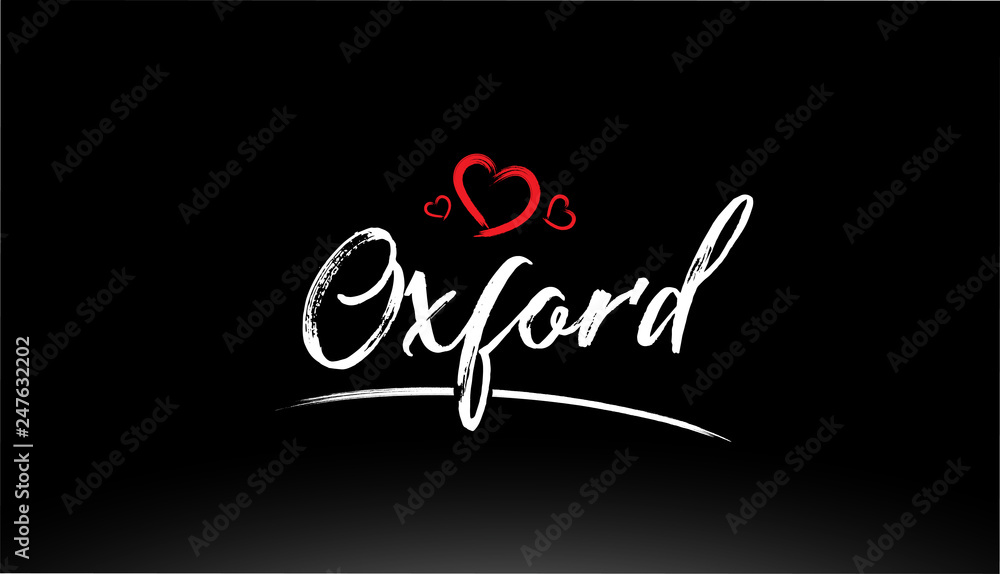 oxford city hand written text with red heart logo