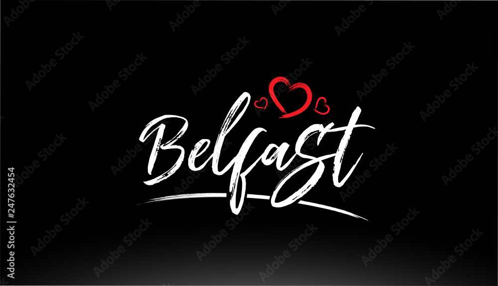 belfast city hand written text with red heart logo belfast city hand written text with red heart logo