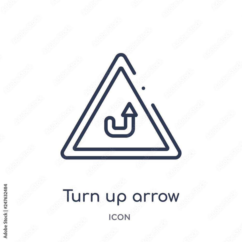 turn up arrow icon from user interface outline collection. Thin line turn up arrow icon isolated on white background. turn up arrow icon from user interface outline collection. Thin line turn up arrow icon isolated on white background.