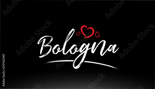 bologna city hand written text with red heart logo