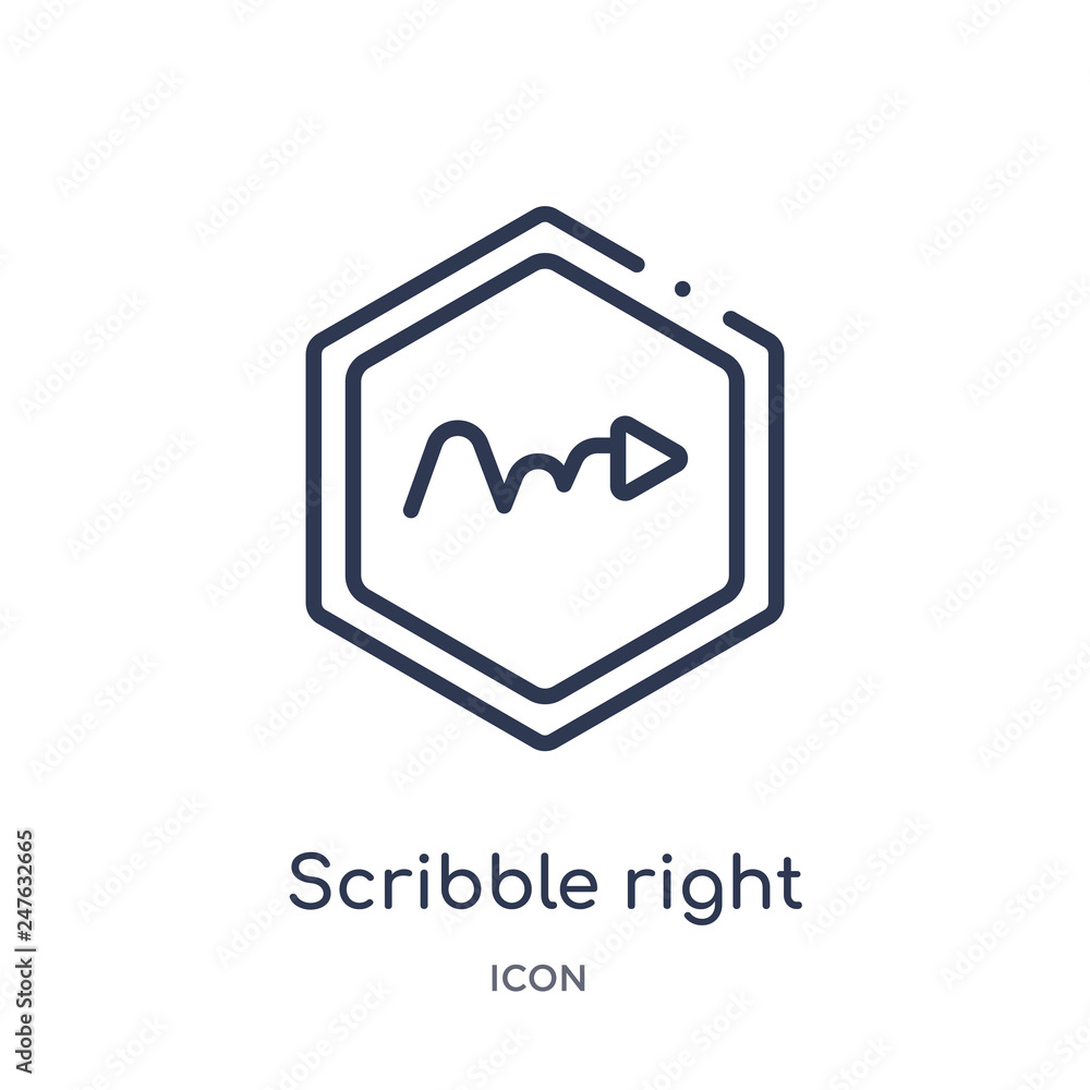 scribble right arrow icon from user interface outline collection. Thin line scribble right arrow icon isolated on white background. scribble right arrow icon from user interface outline collection. Thin line scribble right arrow icon isolated on white background.