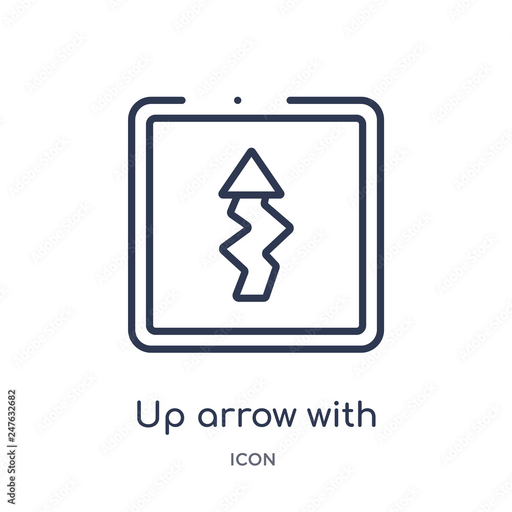 up arrow with ray tracing icon from user interface outline collection. Thin line up arrow with ray tracing icon isolated on white background. up arrow with ray tracing icon from user interface outline collection. Thin line up arrow with ray tracing icon isolated on white background.