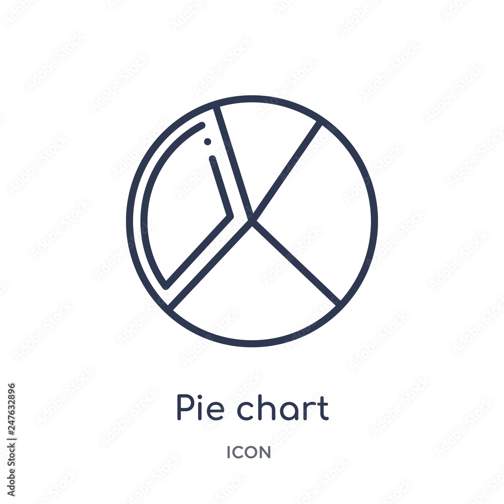 pie chart organization icon from user interface outline collection. Thin line pie chart organization icon isolated on white background. pie chart organization icon from user interface outline collection. Thin line pie chart organization icon isolated on white background.