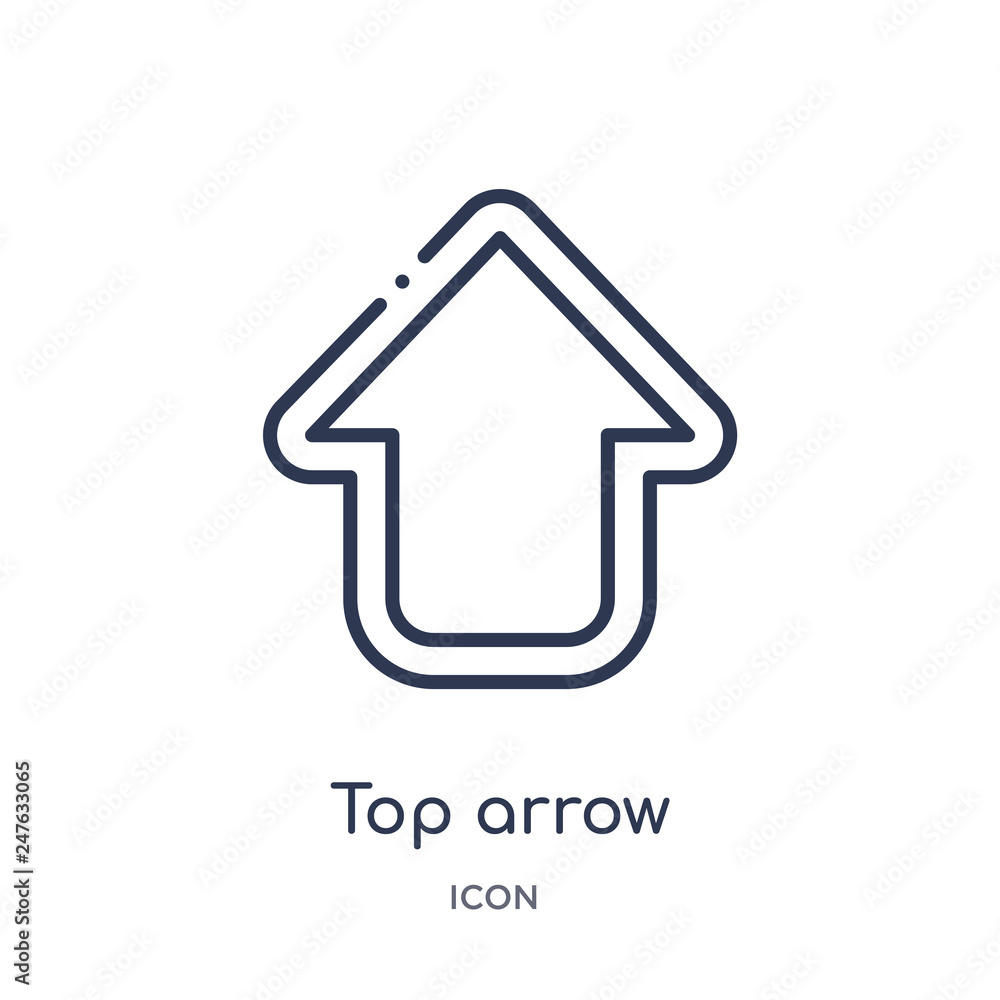 top arrow icon from user interface outline collection. Thin line top arrow icon isolated on white background. top arrow icon from user interface outline collection. Thin line top arrow icon isolated on white background.