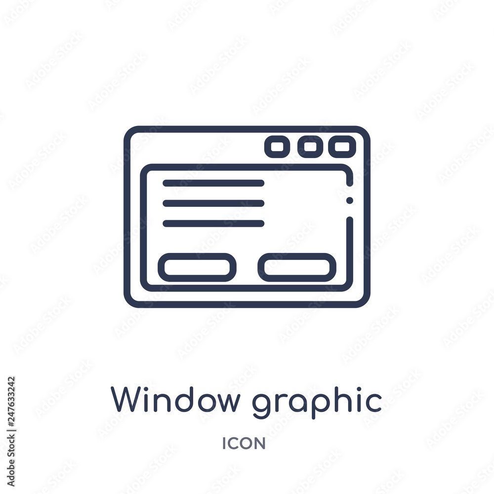 window graphic icon from user interface outline collection. Thin line window graphic icon isolated on white background. window graphic icon from user interface outline collection. Thin line window graphic icon isolated on white background.