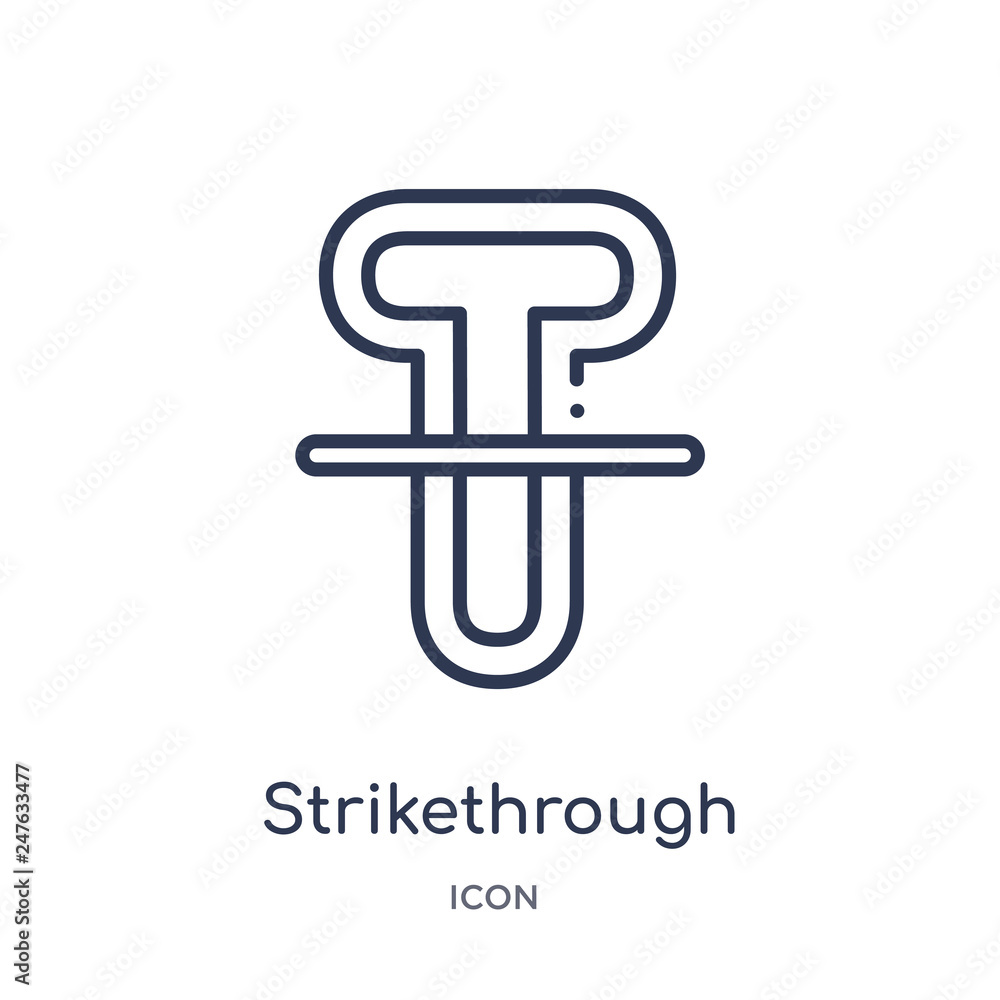strikethrough icon from user interface outline collection. Thin line strikethrough icon isolated on white background.