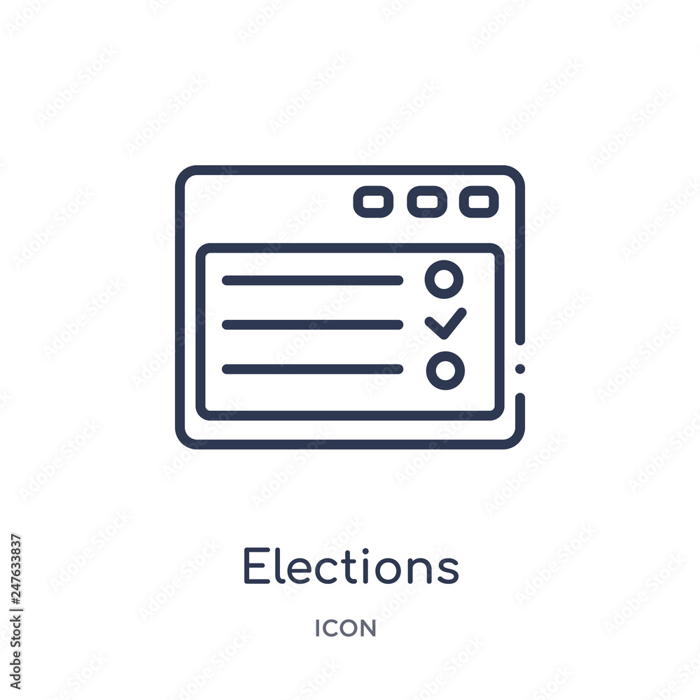 elections icon from user interface outline collection. Thin line elections icon isolated on white background.