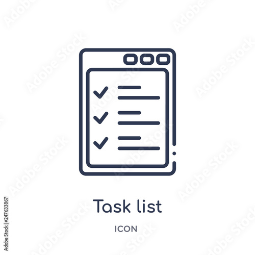 task list icon from user interface outline collection. Thin line task list icon isolated on white background.
