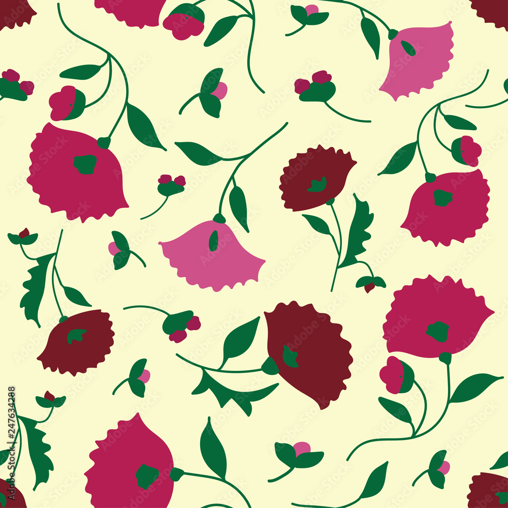 Obraz premium Seamless pattern. Floral textile texture. Vector illustration.