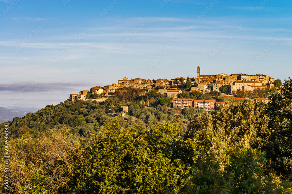 Medieval old italian city on the top  of the hill, Tuscany