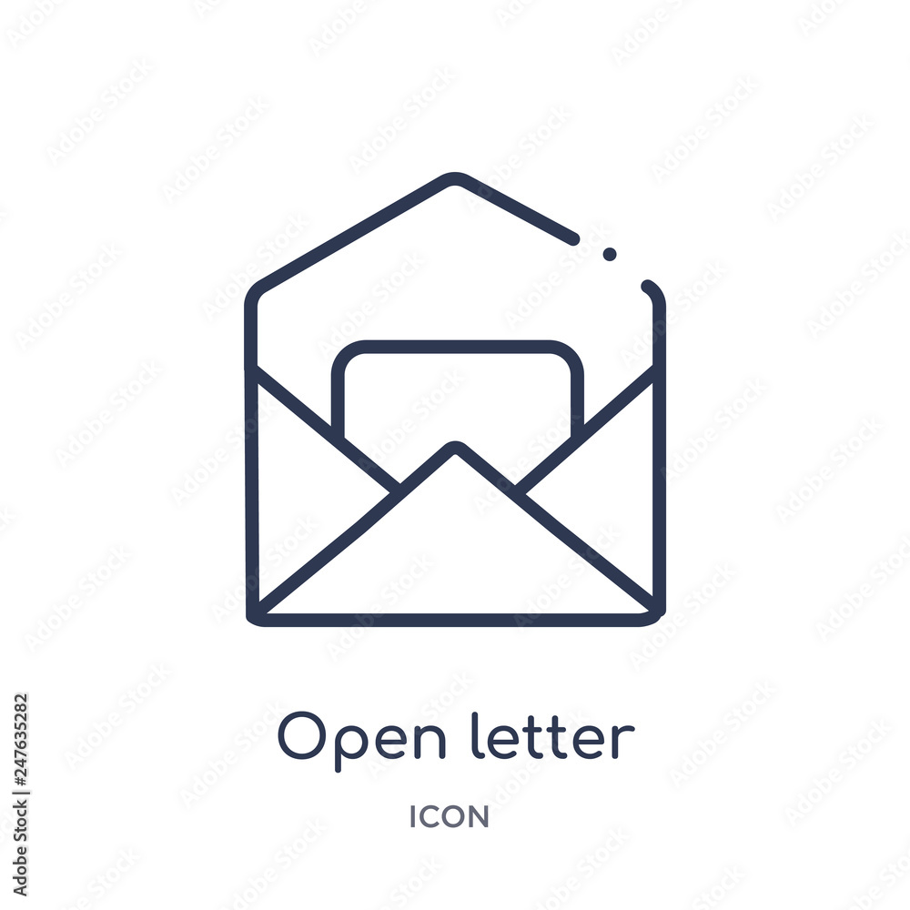 open letter read email icon from user interface outline collection. Thin line open letter read email icon isolated on white background. open letter read email icon from user interface outline collection. Thin line open letter read email icon isolated on white background.