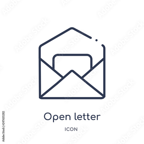 open letter read email icon from user interface outline collection. Thin line open letter read email icon isolated on white background.