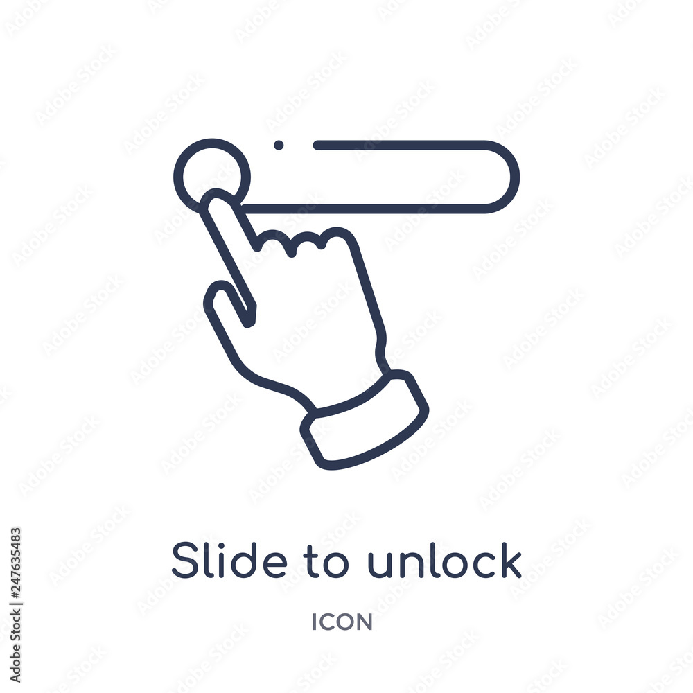 slide to unlock icon from user interface outline collection. Thin line slide  to unlock icon isolated on white background. Stock Vector | Adobe Stock