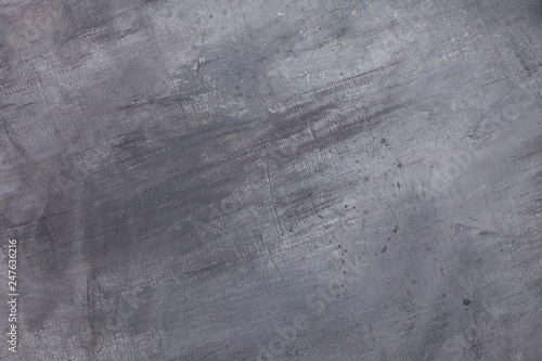 Canvas coated with aqua blue and grey acrylic paint with texture strokes. Abs...