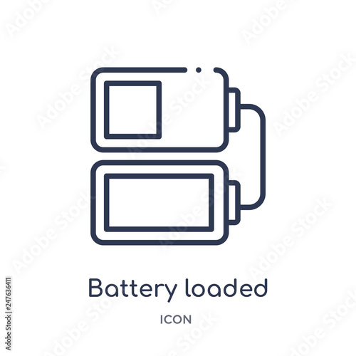 battery loaded icon from user interface outline collection. Thin line battery loaded icon isolated on white background.