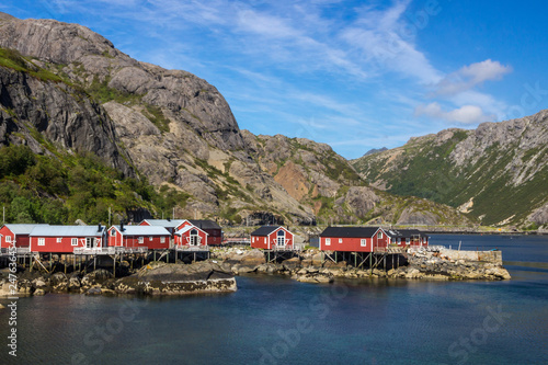 fishing village in the mountains in Lofoten islands in Norway © tmag