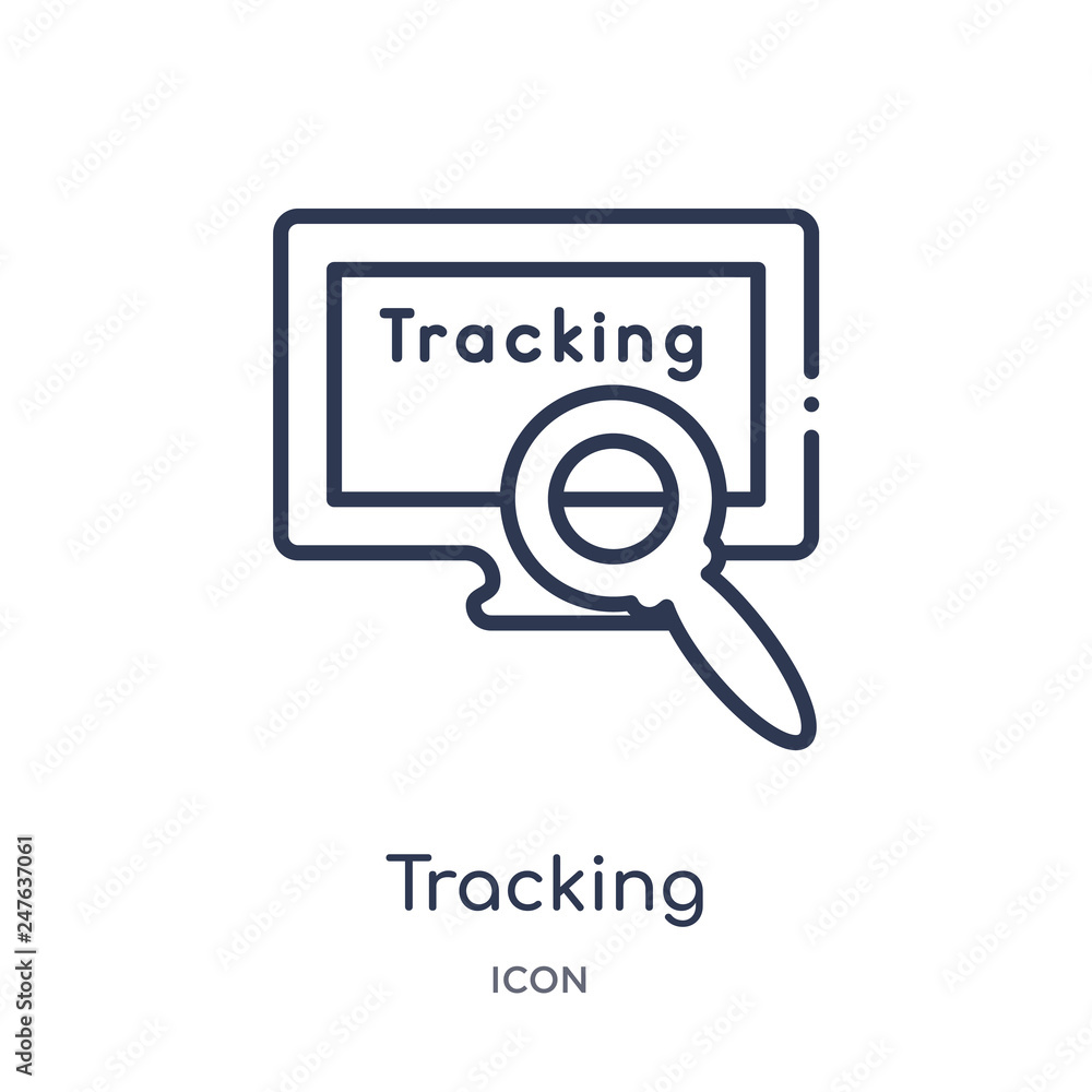 tracking icon from user interface outline collection. Thin line tracking icon isolated on white background. tracking icon from user interface outline collection. Thin line tracking icon isolated on white background.